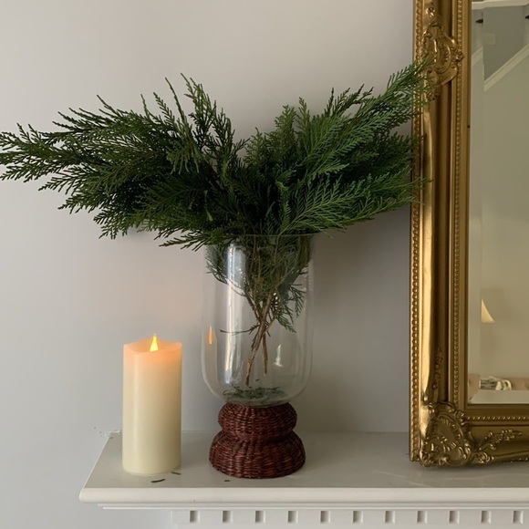 Vase clear with rattan with shells home decor Boho‎ home decor - Picture 1 of 7